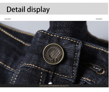 Calças Masculinas Jeans Retas Macias 2025 Outono Clássico Negócios Preto Motoqueiro Jeans Macacão Masculino Pantalone Hombre Mannen Homme