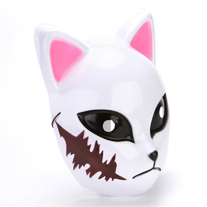 Japanese Anime Demon Slayer Mask Fox Face Cover Cosplay Sabito Makomo Thicken Plastic Masks Halloween Party Costume Props