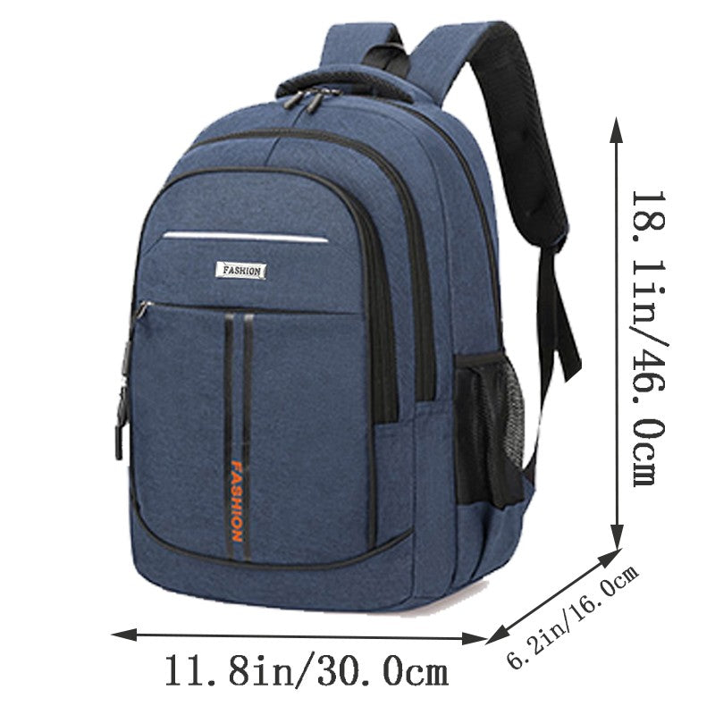 Neutral style backpack for men and women, with multi-layer zippers, suitable for students' school bags and travel bags.