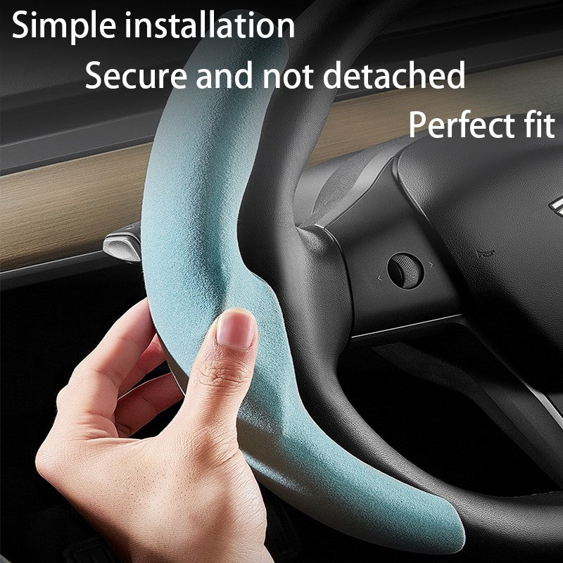 For Tesla Model Y Juniper 2025+ Steering Wheel Cover All Season Universal Deer Suede Sports Steering Wheel Cover