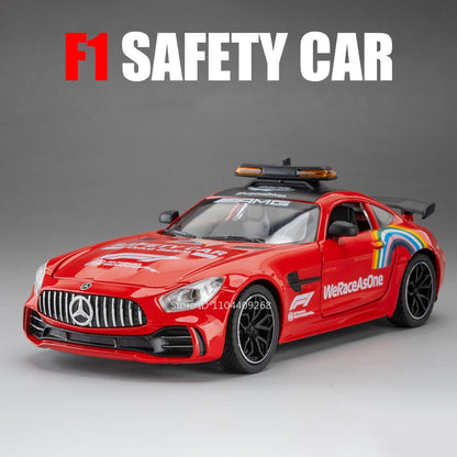 1:24 GTR F1 Segurança 300SL Carro Esportivo Modelo Brinquedo Liga Fundido Som Luz Amortecedor Modelos de Veículos em Miniatura Coleção Presente