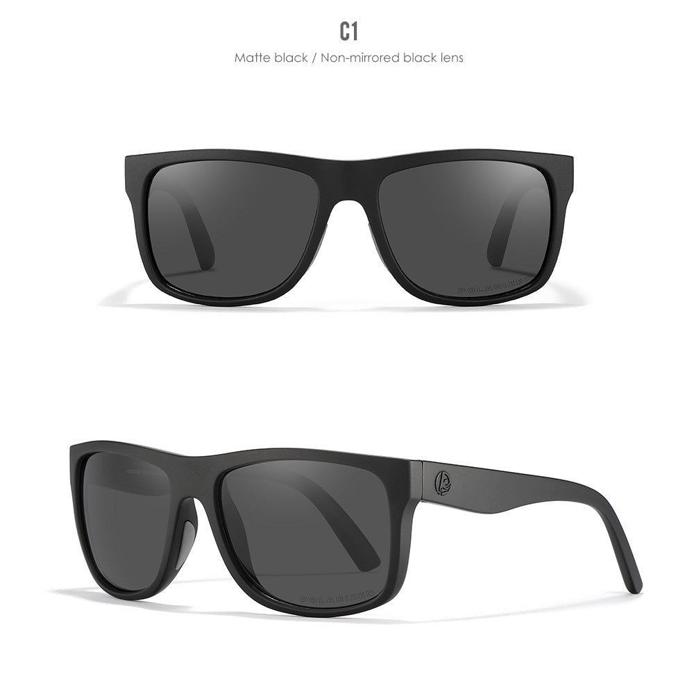 KDEAM Polarized Sunglasses Men Sports Tridimensional Brand Logo TR90 Square Sun Glasses All Black With Zipper Case KD0721