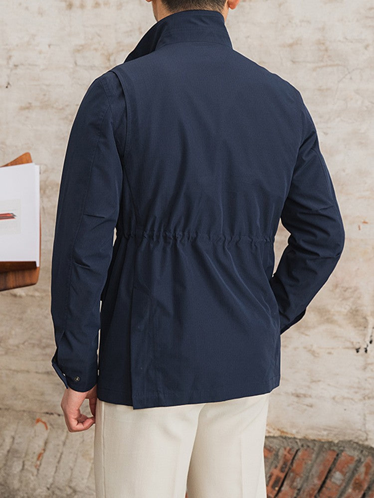 Three Spring and Summer Light Vertical Collar Waist Half Hanging M65 British Jacket Men's Retro Hunting Wear Waterproof Jacket
