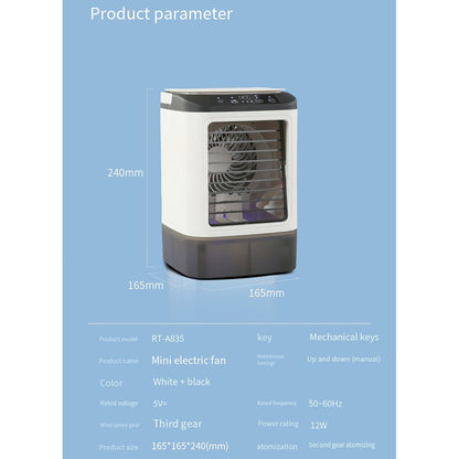 Mini Ventilador de Ar Condicionado Portátil USB 3 Velocidades Ventilador de Mesa Doméstico Lâmpada Noturna LED Refrigerador de Ar para Quarto Escritório Acampamento ??? ???