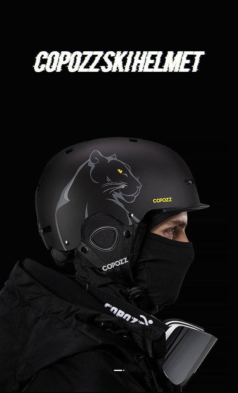 COPOZZ Novo Capacete de Esqui Unissex com Certificado, Meio-Coberto, Anti-impacto, Para Adultos e Crianças, Segurança na Neve, Capacete de Snowboard