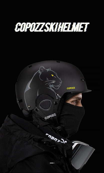 COPOZZ Novo Capacete de Esqui Unissex com Certificado, Meio-Coberto, Anti-impacto, Para Adultos e Crianças, Segurança na Neve, Capacete de Snowboard