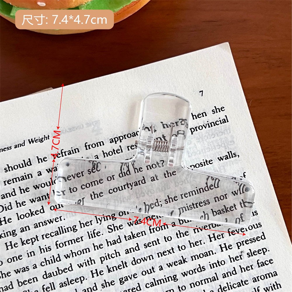 Cute Transparent Bingder Clips for School & Office Supplies Stationery Big Clear File Document Clamps