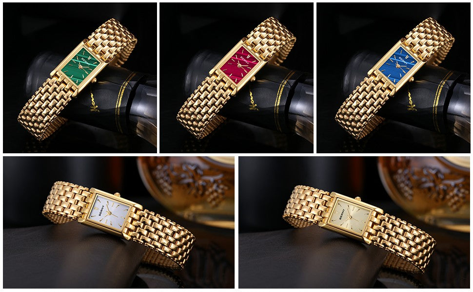 BERNY Gold Watch for Women Square Ladies Quartz Wristwatches Stainless Steel Women Small Gold Watch Luxury Casual Fashion Watch