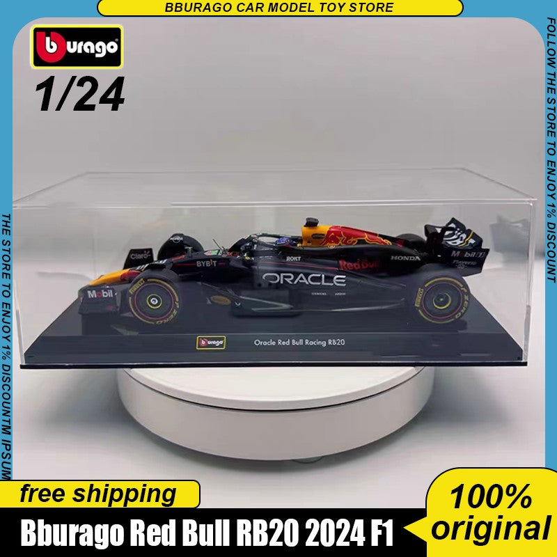 New In Stock Bburago 1:24 Red Bull Rb20 Las Vegas Gp #1 Champion Helmet Alloy Miniature Diecast Model Ace Four Verstappen Toys