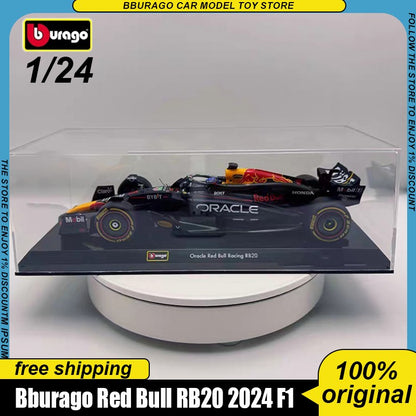 New In Stock Bburago 1:24 Red Bull Rb20 Las Vegas Gp #1 Champion Helmet Alloy Miniature Diecast Model Ace Four Verstappen Toys