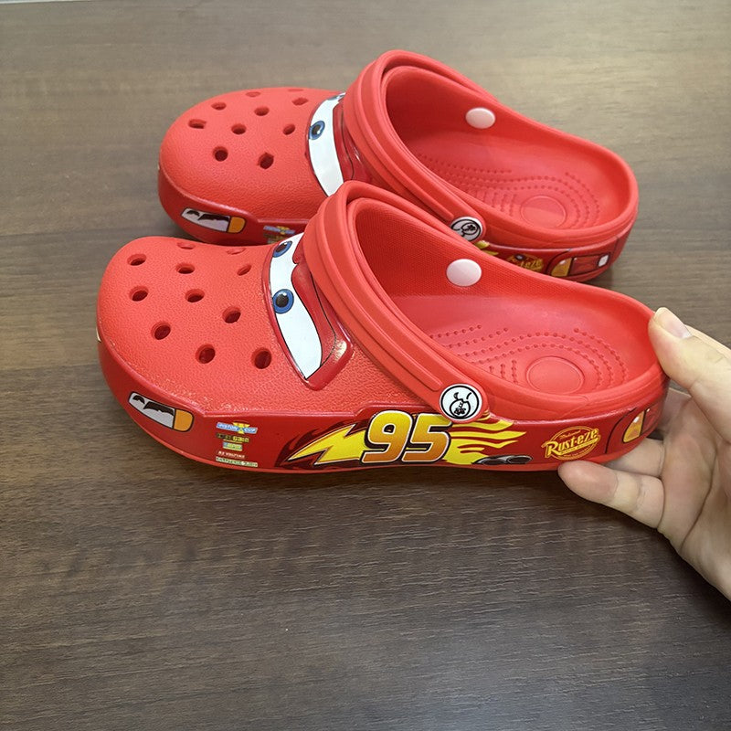 Desenho Animado Disney Pixar Relâmpago McQueen Chinelos Buraco Sólidos Impermeáveis Chinelos Ajustáveis Sandálias para Exterior Respiráveis Sapatos de EVA Presente