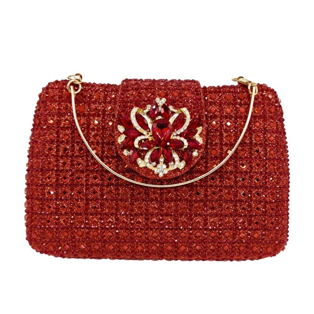 Sparkling Rhinestone Clutch Bag Lady Crystal Evening Purse Luxury Metal Handle Chain Handbag Wedding Party Dinner Diamond Bags