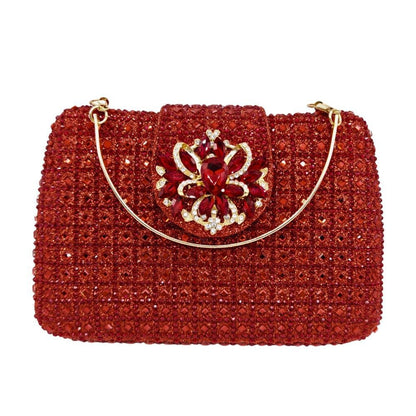 Sparkling Rhinestone Clutch Bag Lady Crystal Evening Purse Luxury Metal Handle Chain Handbag Wedding Party Dinner Diamond Bags