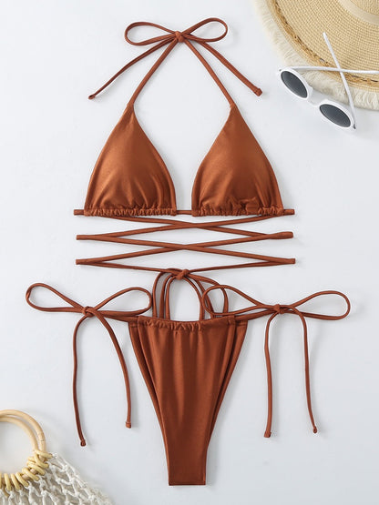 Sexy Micro Bikini 2025 Criss Cross Swimwear Bandage Woman Swimsuit Female Thong Bikinis Set 2 Piece Women Bathing Suit Beachwear