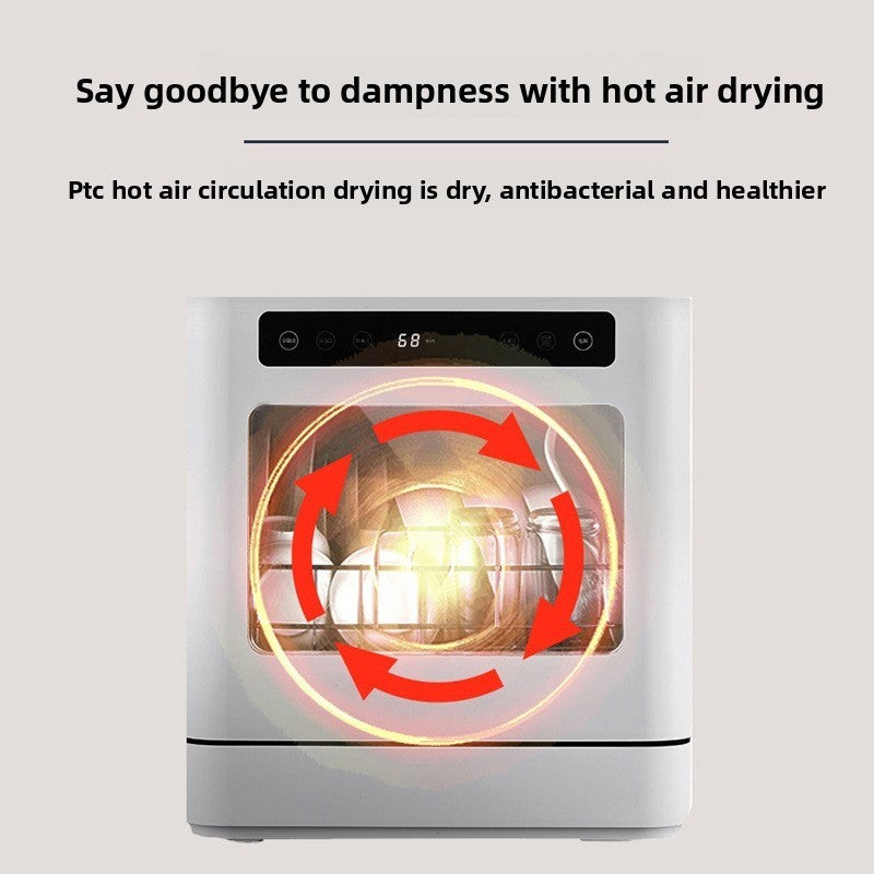 Desktop Household Dishwasher Plastic Intelligent Fully Automatic Disinfecting High Temperature 5 Sets Capacity 800W Electric