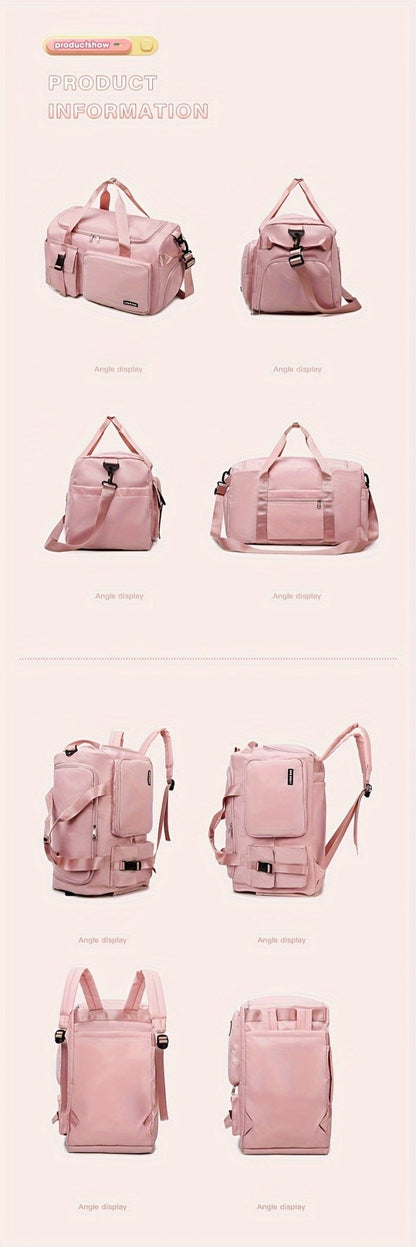 Multifunctional Women's Travel and Fitness Bag - Stylish Pink, Large Capacity, Separate Footwear Compartment