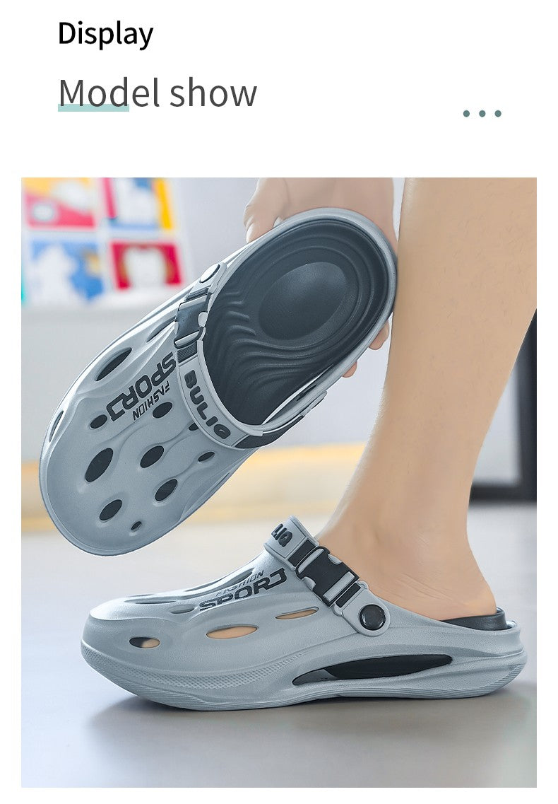 A Pair of Men's New Clogs, Summer New Wear-Resistant, Non-Slip Sports Beach Shoes, Soft-Soled Comfortable Men's Shoes for Driving