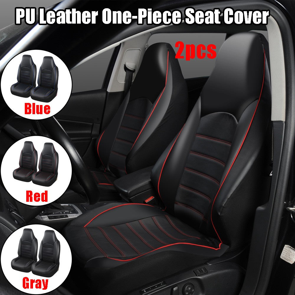 2pcs Universal PU Leather Car Full Seat Cover High Rear Bucket Seat Cover Suitable For Most Car Truck SUV Seat Accessories