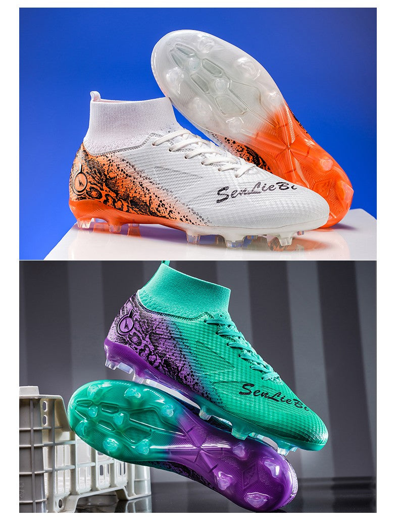 High-top Football Boots, Long Spikes Football Boots, Professional Firm Ground Non-Slipping Training Soccer Cleats for Big Boys
