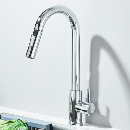 Torneira Misturadora de Cozinha Monocomando Quente e Frio com Bico Extensível e Duas Funções, Montada na Bancada