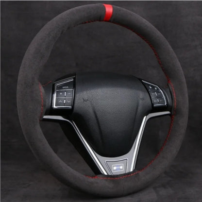 Capa Universal de Camurça para Volante de Carro, Costura Manual, Capa de Couro Macio Trançada para Volante Automotivo, Ventilação Antiderrapante