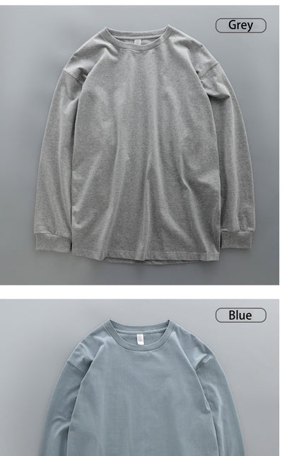 Dukeen 280g Heavyweight Long-Sleeved T-Shirt for Men 100% Cotton Shirts Oversized Solid Color Tops Plain Tees Men's Clothing