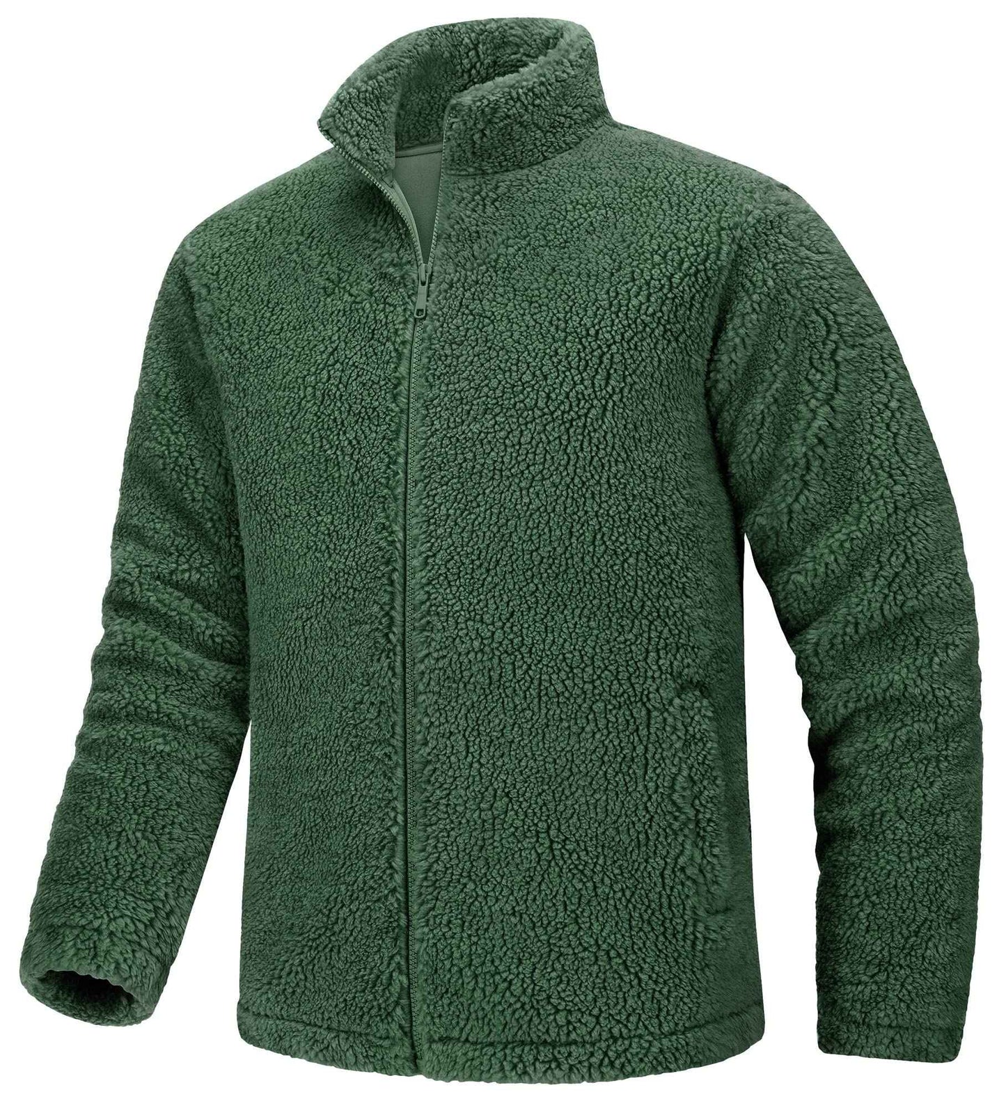 TACVASEN Winter Full Zip Up Warm Fleece Jackets Mens Fuzzy Sherpa Jacket Thicken Thermal Outdoor Fluffy Coat Zip Pocket Outwear