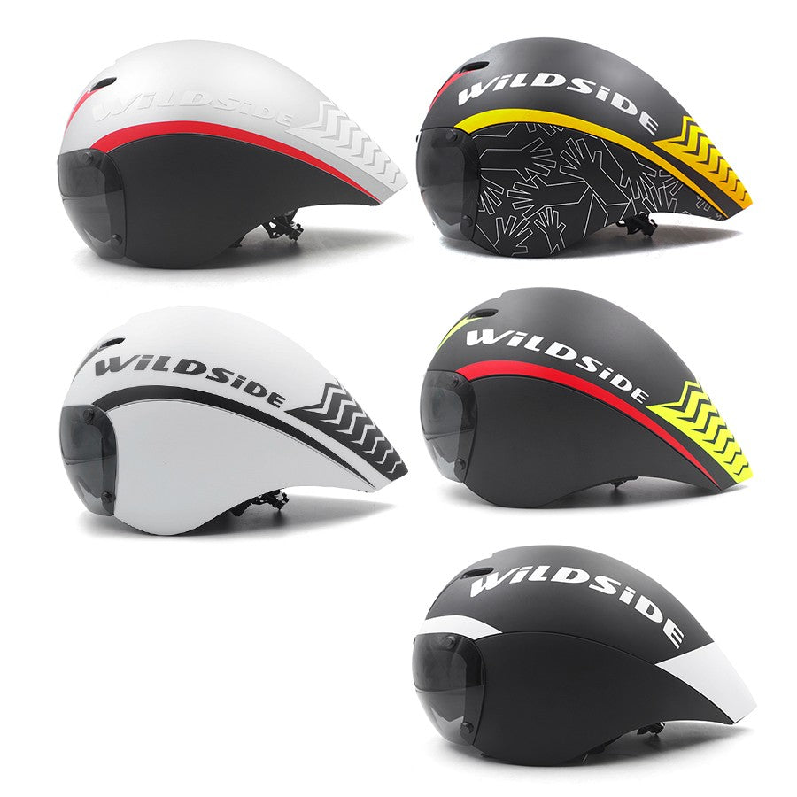 Capacete de Ciclismo de Estrada Wildside Aero TT Capacete de Segurança para Bicicleta de Triathlon Ultraleve com Óculos Acessórios para Bicicleta