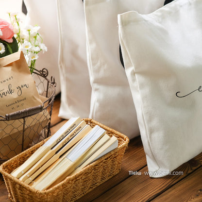 Custom Wedding Fans-Hand Fan For Bridal Shower Beach And Summer Wedding Favors-Personalized Rustic And Elegant Wooden Fan