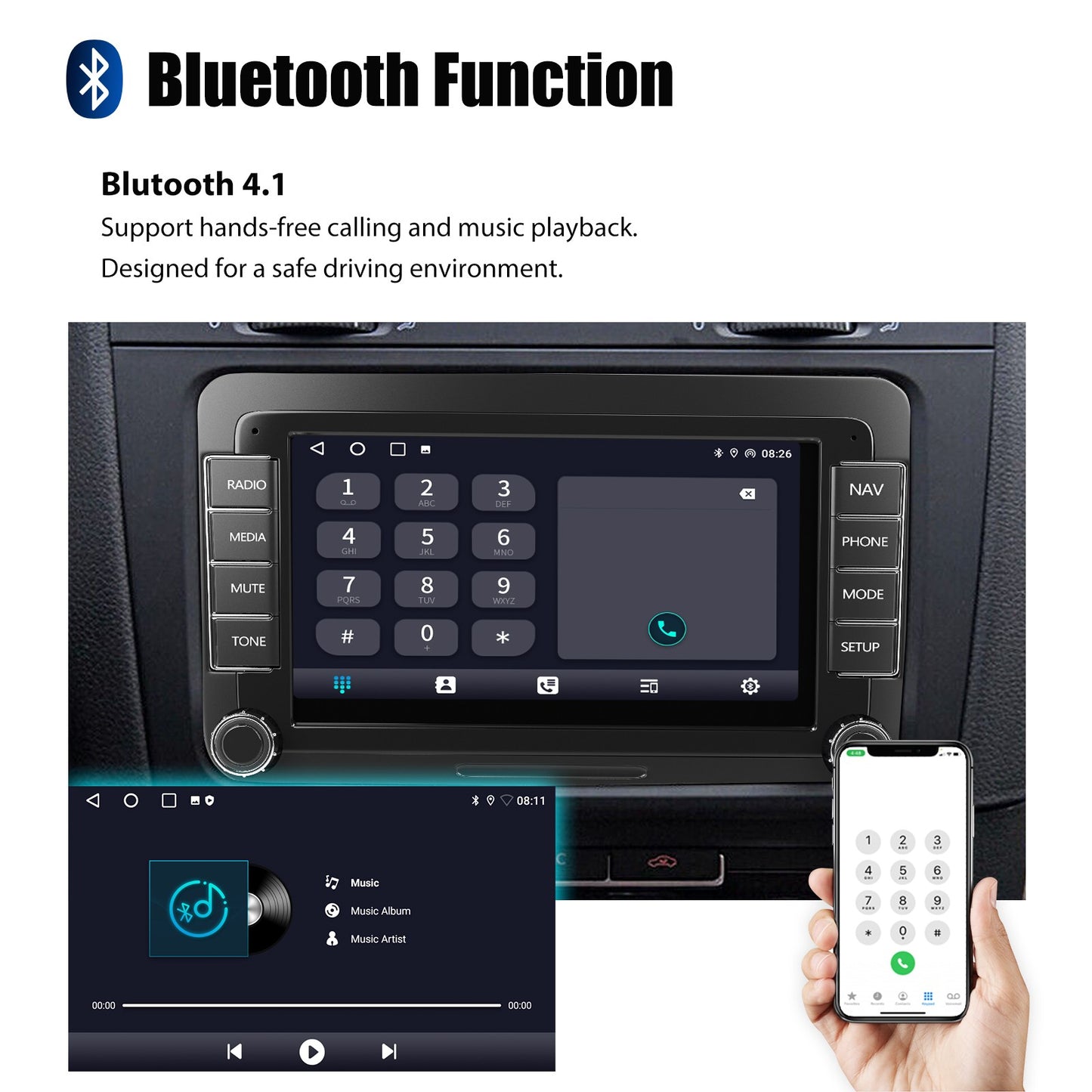 ESSGOO 7" Android 14 4G+64G Apple Carplay Som Automotivo GPS NAVI WIFI RDS FM BT para VW Golf 5 6 Passat Polo Touran Tiguan Caddy EOS