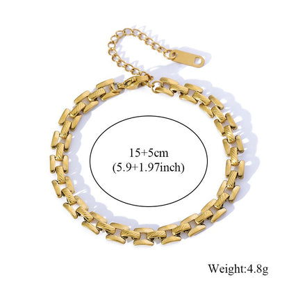 Pulseira de Corrente de Contas de Aço Inoxidável 316L EILIECK para Mulheres, Charme de Metal Banhado a Ouro 18K, Joia Moderna com Design Exclusivo