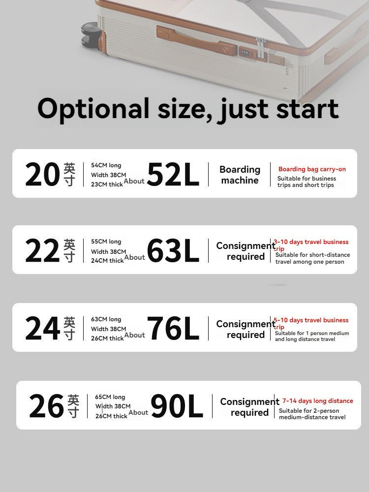 2025 New Wide-Rod Shockproof Braking Large Capacity Travel Suitcase 20" Checked Luggage Locking Bag