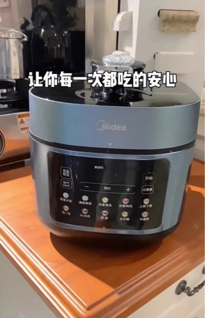 220V Midea Electric Pressure Cooker Stainless Steel Dual Pot Smart Multicooker for Home Kitchen BD