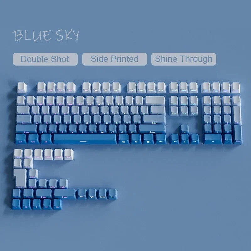 Novas Teclas 133 Gradiente Verde Shine Through Keycaps Impressão Lateral PBT Keycap Perfil Cherry Double Shot para Teclados Mecânicos