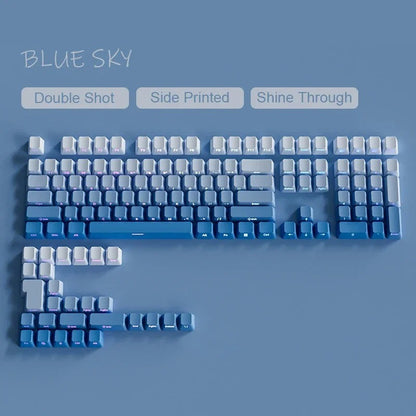 Novas Teclas 133 Gradiente Verde Shine Through Keycaps Impressão Lateral PBT Keycap Perfil Cherry Double Shot para Teclados Mecânicos