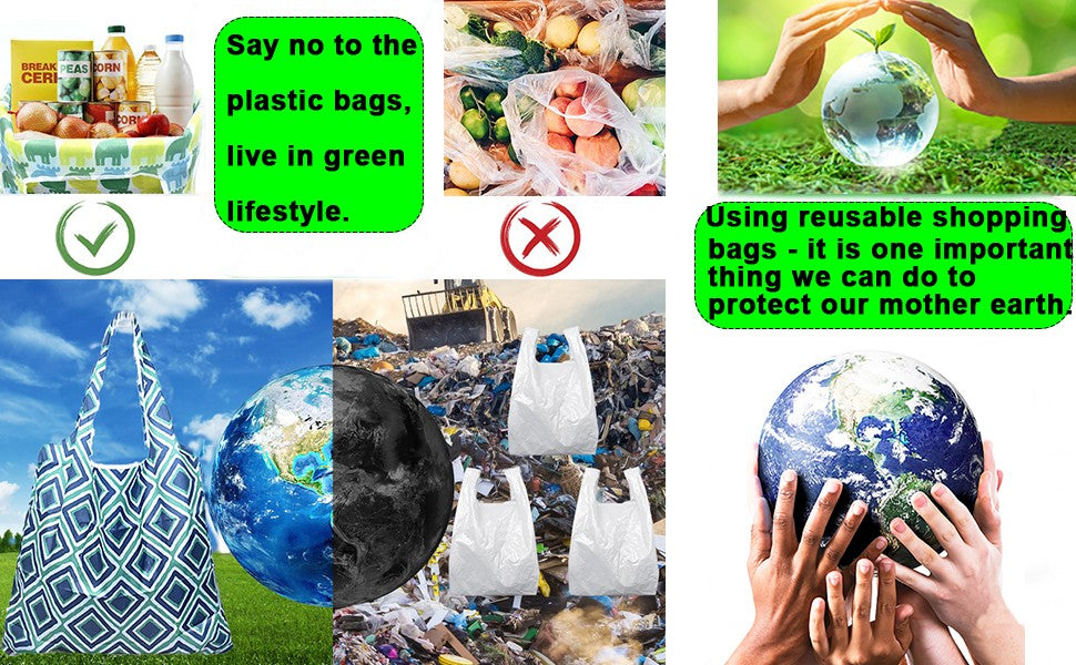 Reusable Shopping Large Bag Foldable Eco Tote With Pouch For Grocery Gym Office Supplies Beach Gear School Toys Storage Bags