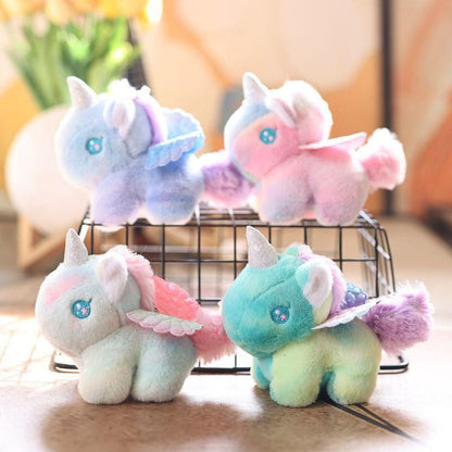 C 1pc new Lovely Gradient Pony Plush Keychain Cartoon Colorful Dreamy Pony Doll Student Backpack Pendant Key Holder Gifts