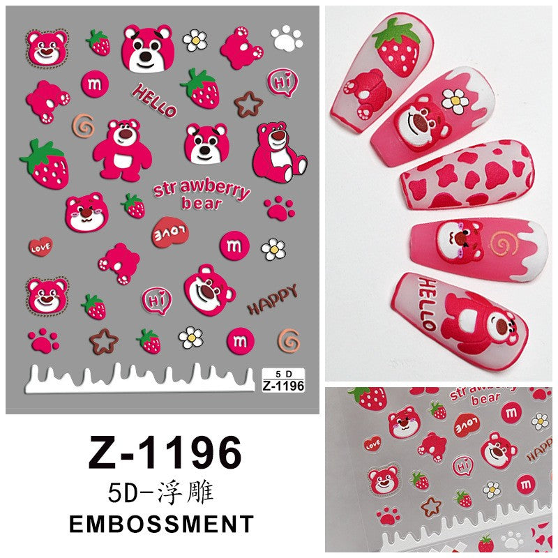 Adesivo de Arte para Unhas Disney Toy Story em Relevo 5D Desenho de Alienígena Lotso Decoração de Unhas Decalques Autoadesivos para Unhas DIY Decalque de Manicure