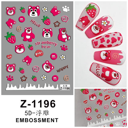 Adesivo de Arte para Unhas Disney Toy Story em Relevo 5D Desenho de Alienígena Lotso Decoração de Unhas Decalques Autoadesivos para Unhas DIY Decalque de Manicure