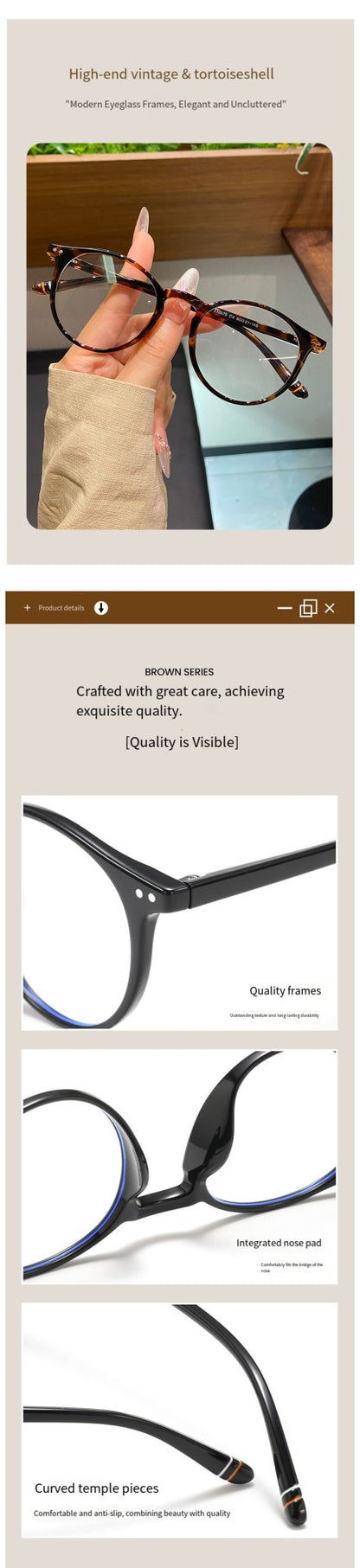 KANSEPT Retro Round Men and Women Optical Prescription Glasses Myopia Hyperopia Progressive Eyewear Eyepieces for Reading Lenses