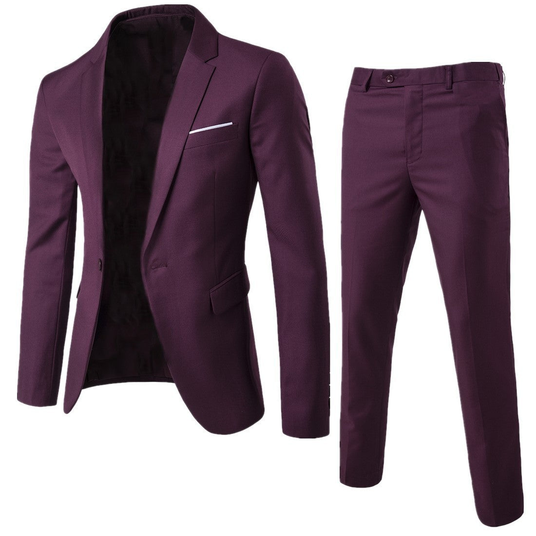 Men's Suit 2-Piece Set - Korean Style Slim Fit Business Formal Blazer for Groom & Best Man