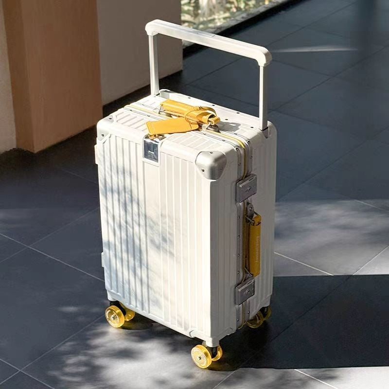 Mala de Viagem com Estrutura de Alumínio e Alça Larga, Rodas Giratórias Silenciosas Coloridas e Trava TSA, Mala de Carrinho de Grande Capacidade