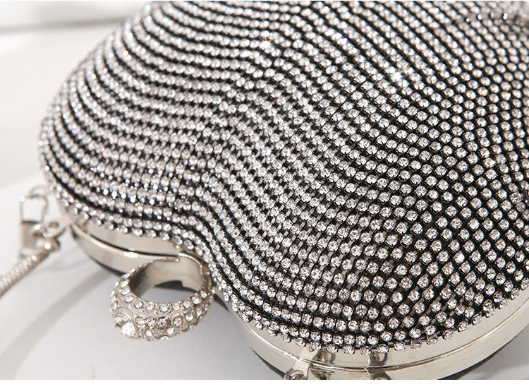 Rhinestone Evening Bag Heart Pattern Silver Handbag Womens Diamond Tassel Banquet Clutch And Purse Wedding Bridal Prom Wallets