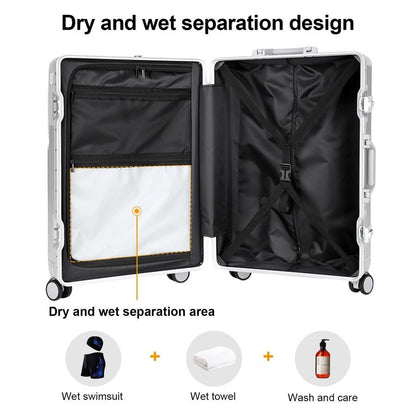 Luggage, 22.4 x 15.4 x 9.4 Aviation Certified, Polycarbonate Aluminum Hardshell, Expandable CarryOn Luggage with Spinner Wheels,