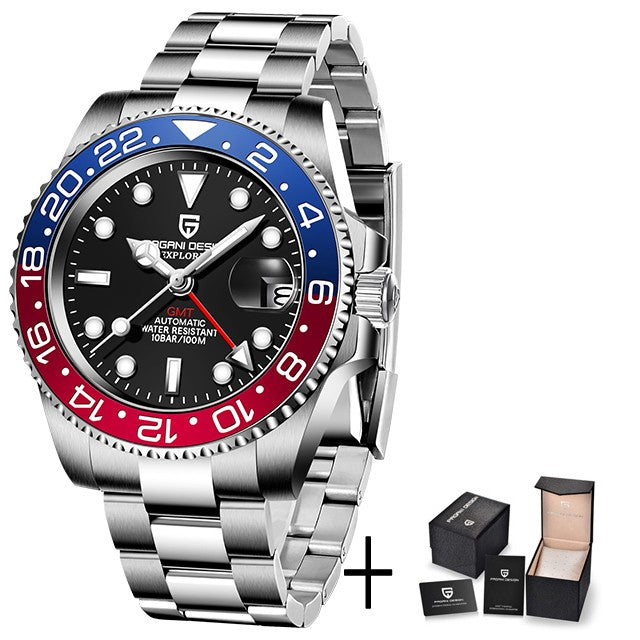 PAGANI DESIGN V3 Versão Relógios GMT Masculino Luxo Safira Relógio Automático Mecânico 40MM Aço Inoxidável À Prova D' Água