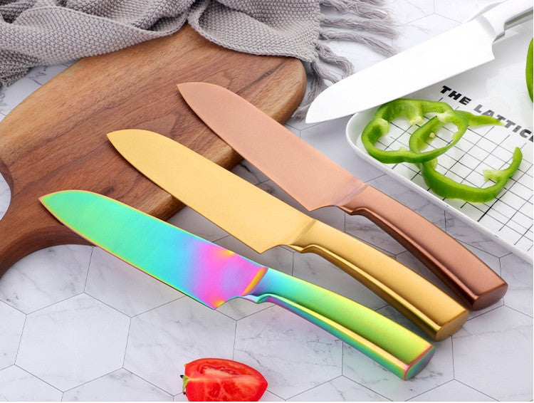 Colorful Durable Kitchen tools Boning Knife Cleaver Stainless Steel cutter- 6.3Inch Blade -Metal Long Handle For BBQ Restaurant