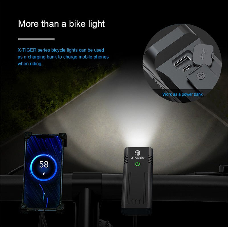 X-Tiger Bike Light Headlight Bicycle Lamp With Power Bank Rechargeable LED 5200mAh MTB Bicycle Light Flashlight Bike Accessories