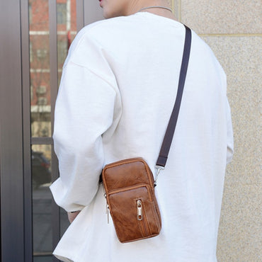 Men'S Shoulder Bag Multi-Function Leather Messenger Casual Crossbody Bags High Quality Male Purse Phone Chest Pack