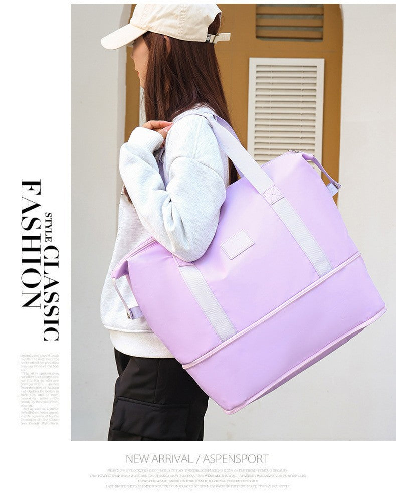 2Pc Multifunctional Travel Duffel Women Weekend Tote Bag Expandable Luggage Handbag Trip Carry On Pack Sports Gym Crossbody Bags