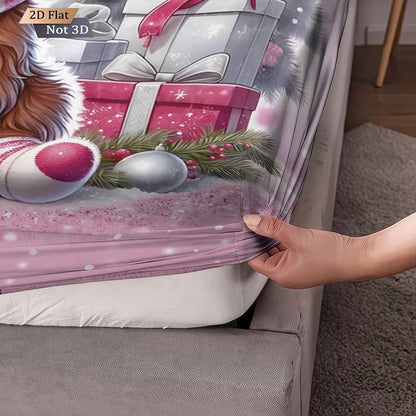 3pcs Christmas Highland Cow Print Coreless Bed Sheet Set Multiple Size Bed Cover Bedroom Bedding,  Decoration Machine Washable